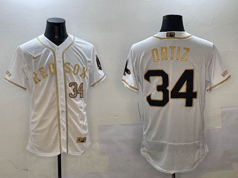 Men Boston Red Sox #34 Ortiz White Gold Elite 2025 Nike MLB Jersey style 4->boston red sox->MLB Jersey